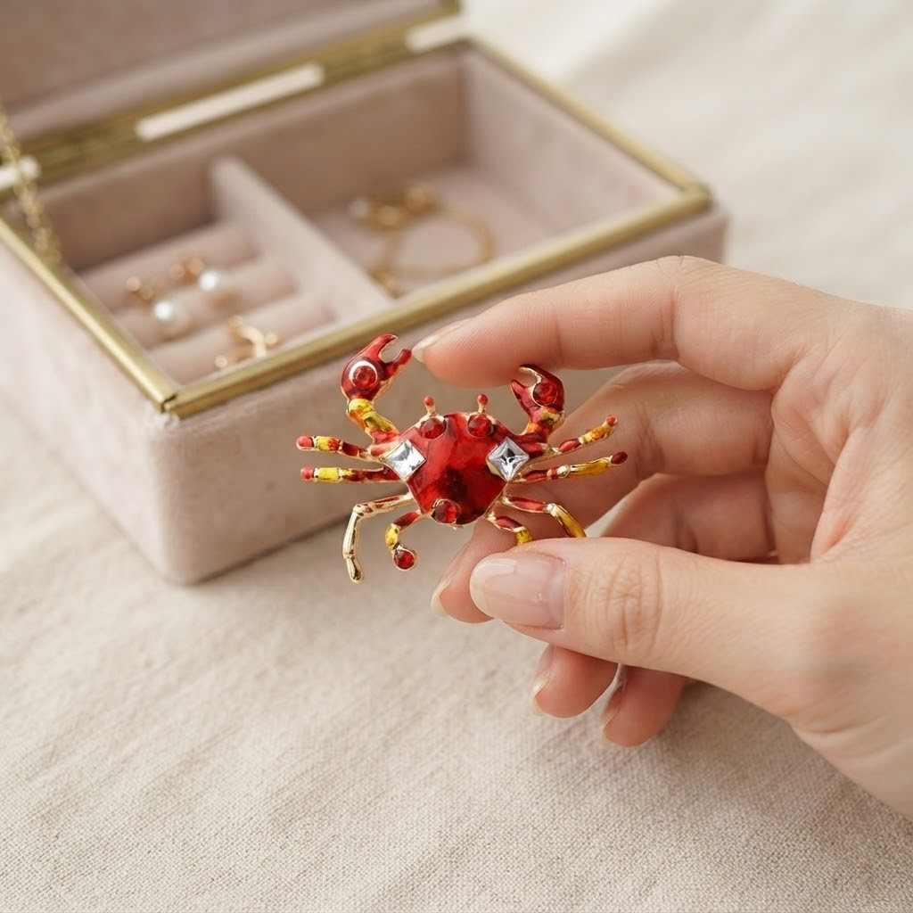 Crab brooch pin