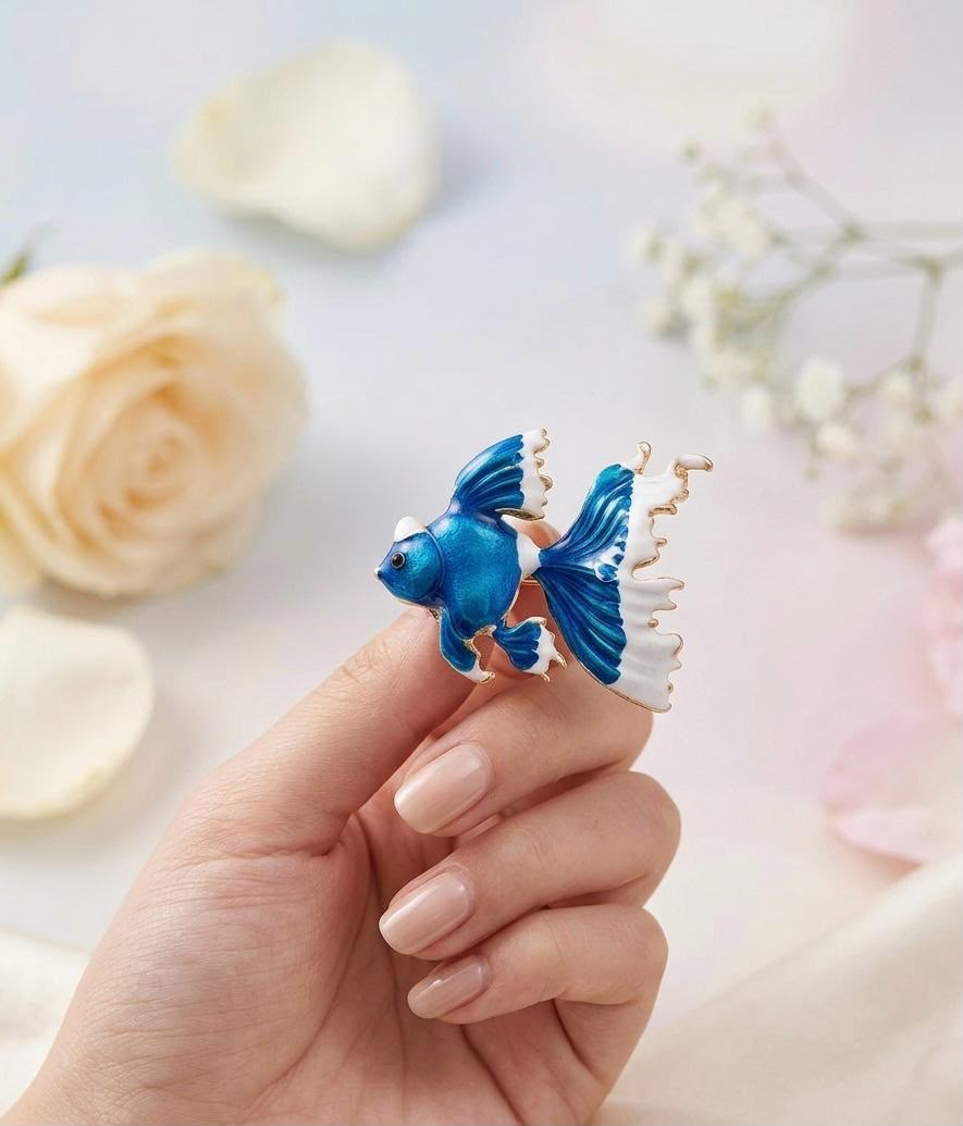 Blue fish brooch