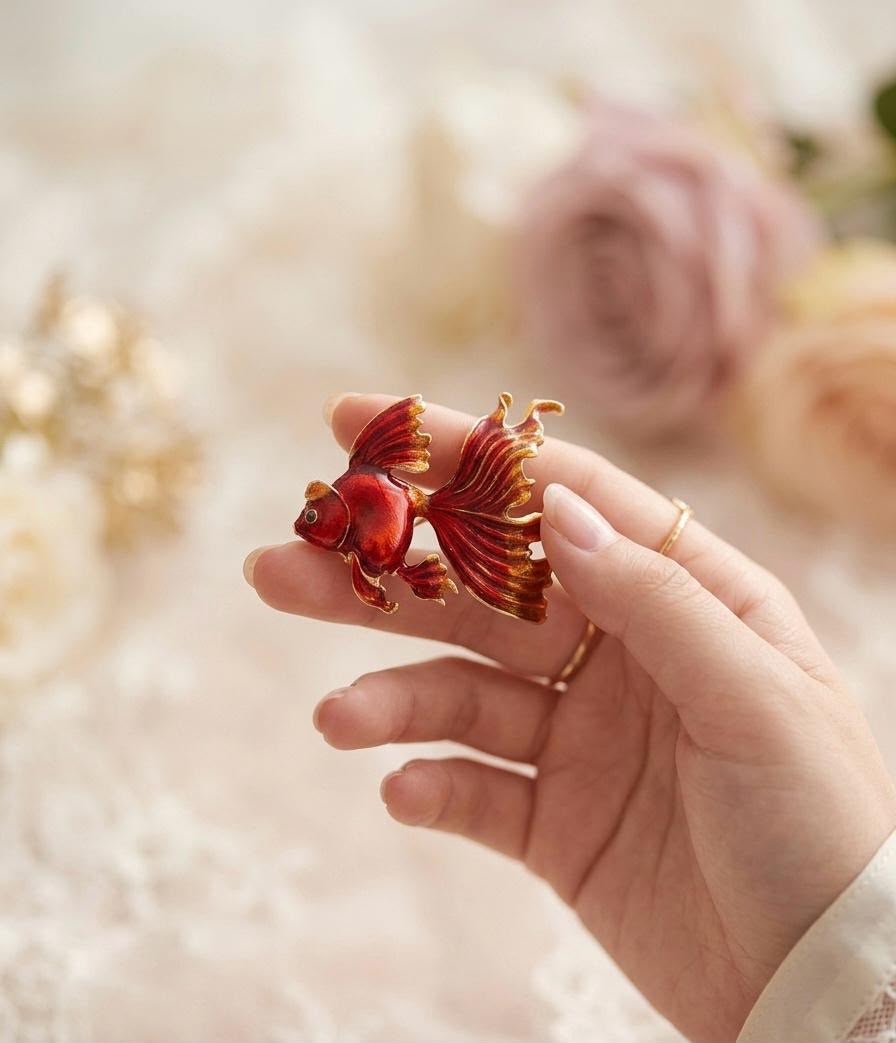 Red fish brooch