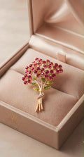 Luxury Pink Flower Bouquet Crystal Pin
