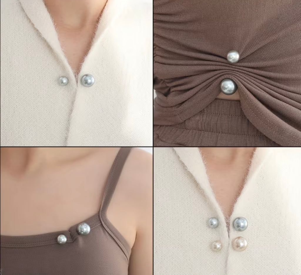 1 Gold Pearl Scarf Shawl Clip Buckle Sweater Cufflink Brooch Ladies Jewelry