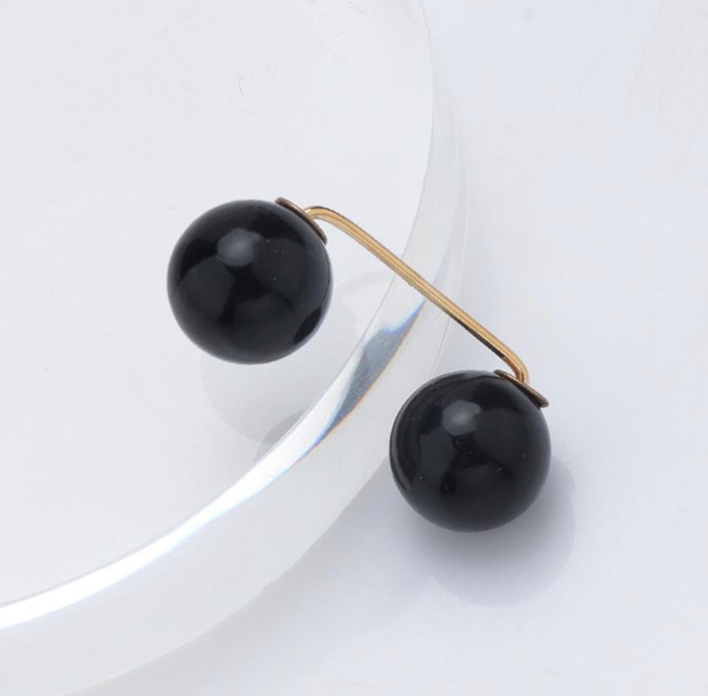 1 Black Pearl Scarf Shawl Clip Buckle Sweater Cufflink Brooch Ladies Jewelry
