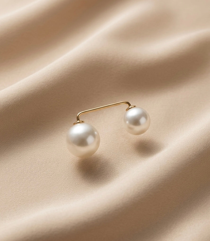 1 white Pearl Scarf Shawl Clip Buckle Sweater Cufflink Brooch Ladies Jewelry