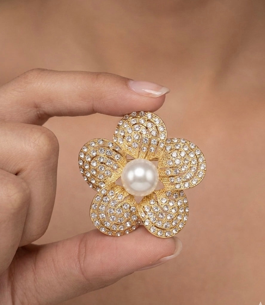 Gold Rose Brooch