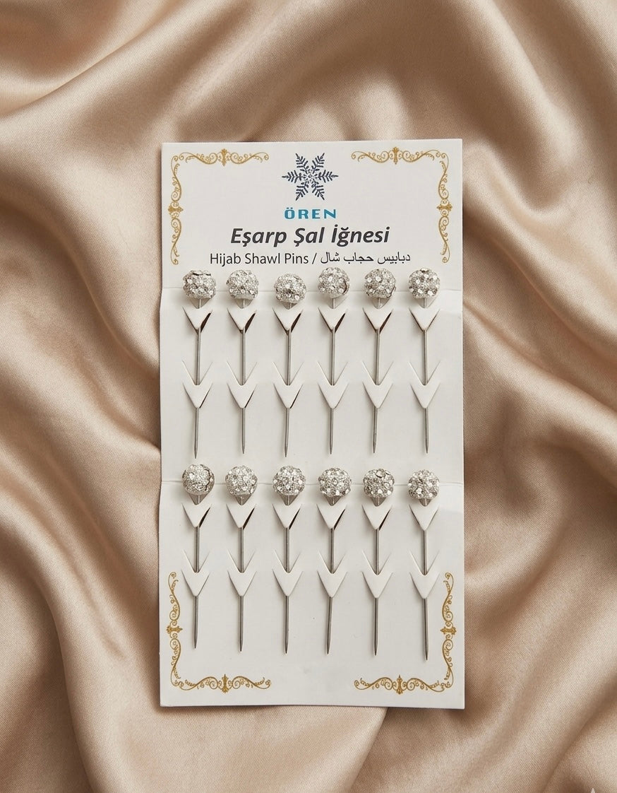 12 Pins Brooch For Scarf Shawl Hıjab