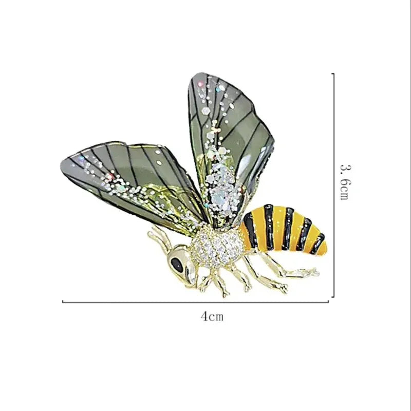 Vintage Bee Brooches For Women Insect Enamel Pearl Crystal Rhinestone Corsage Brooches Clothing Accessories Birthday Party Gifts